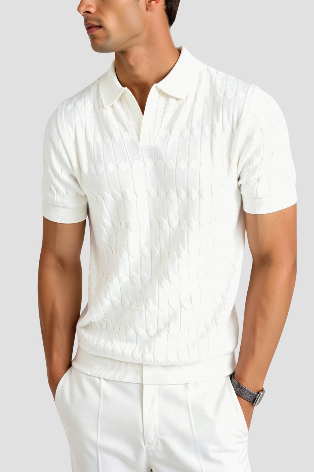 Chemise polo élégante pour homme en blanc - Style intemporel et confort
