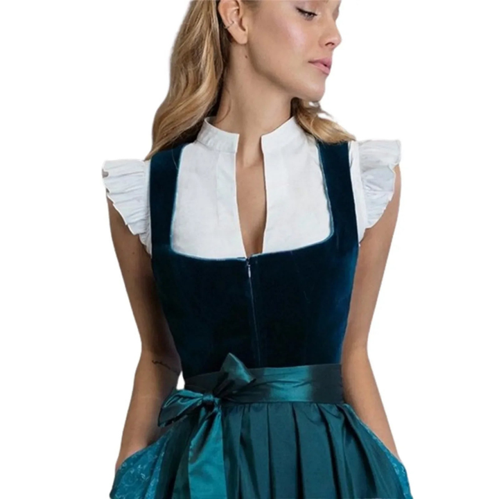 Clarita - Blouse courte pour femmes au style élégant avec des manches en cape et un col en trou de serrure sophistiqué.
