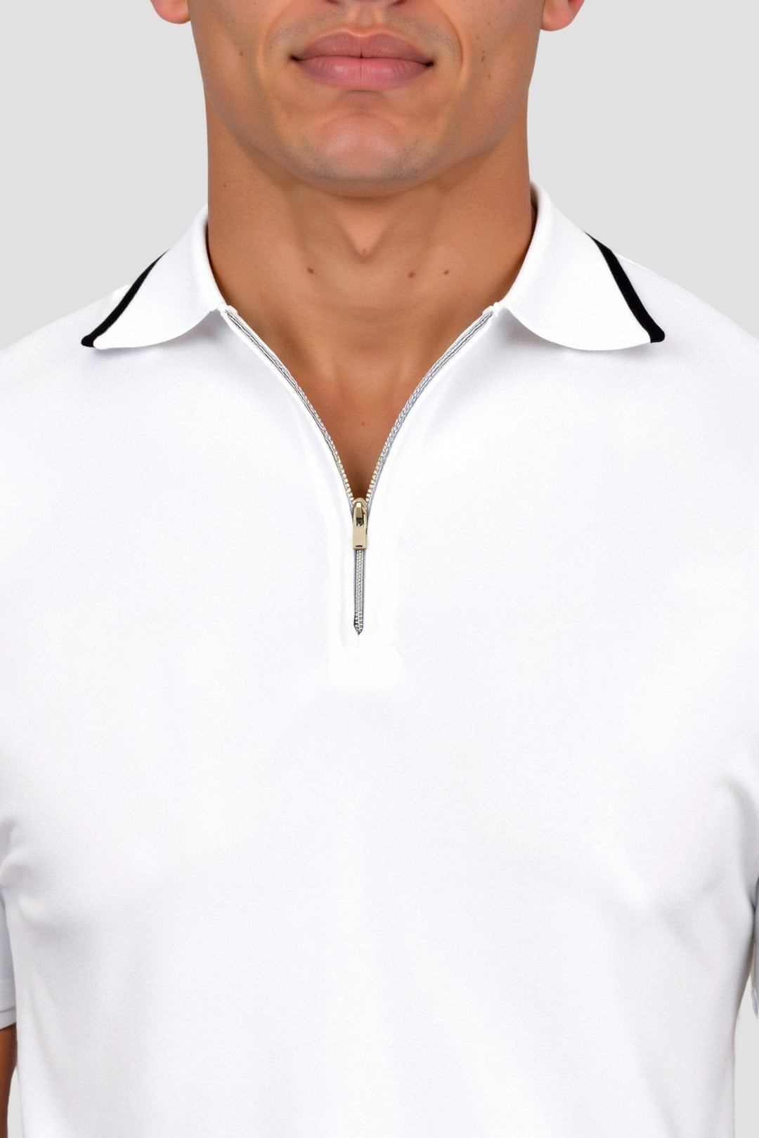 Polo classique élégante avec fermeture éclair et détails contrastés élégants