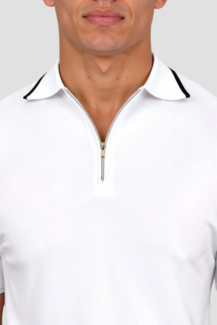 Polo classique élégante avec fermeture éclair et détails contrastés élégants