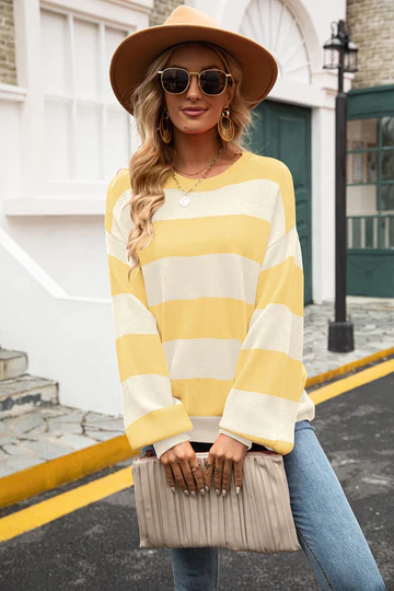 Giulietta - Pull Ladies Élégant et Décontracté en Tricot avec Rayures