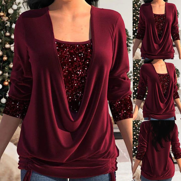 Carrie | Blouse Élégante et Stylée avec Col Drapé et Confort Optimal