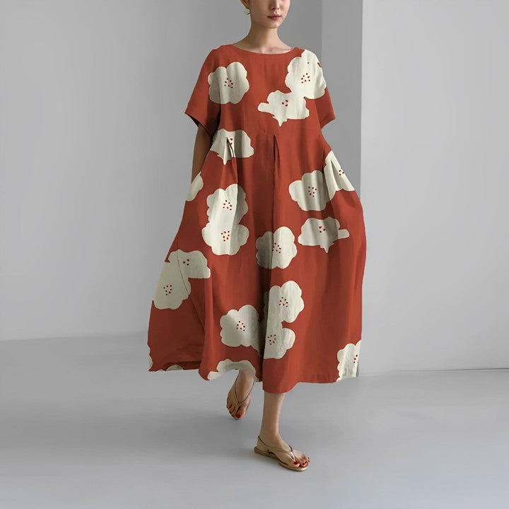 Vittoria | Charmante robe de chambre maxi boho pour femmes avec imprimé floral et poches pratiques
