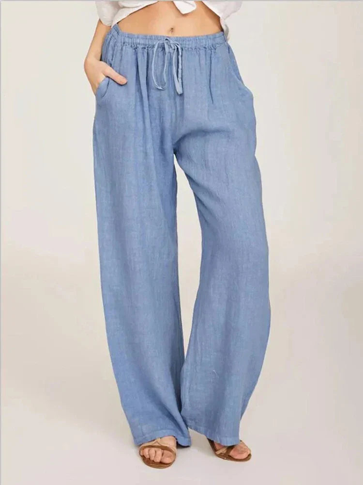 Elégant pantalon en coton et lin de Virginia
