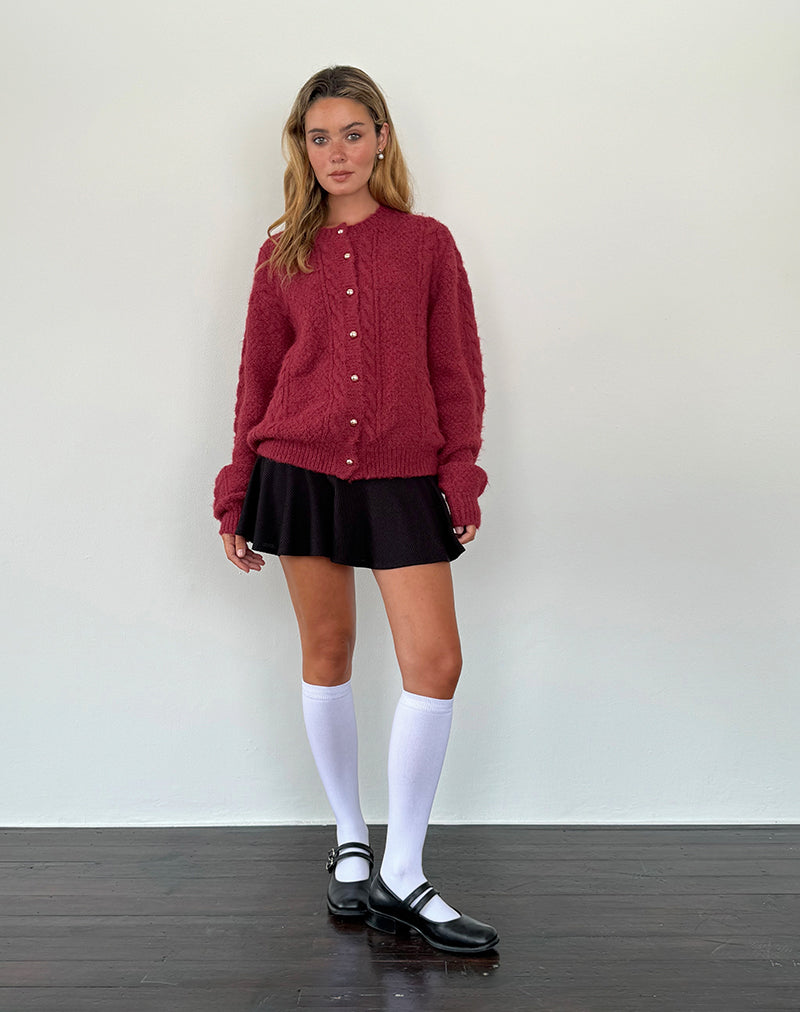 Giselotte - Cardigan Tricot Confortable avec Boutons en Perles Élégants pour un Look Chic