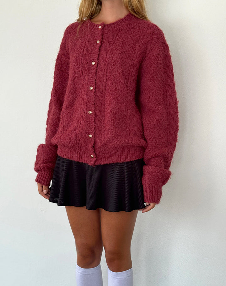 Giselotte - Cardigan Tricot Confortable avec Boutons en Perles Élégants pour un Look Chic