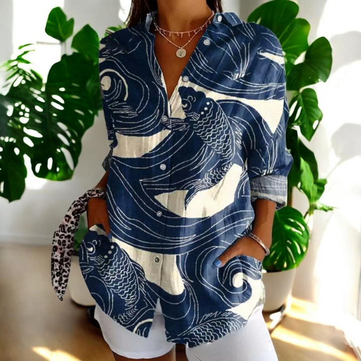 Liera - Élégante blouse pour femme avec fermeture à boutons traversants pour un look stylé