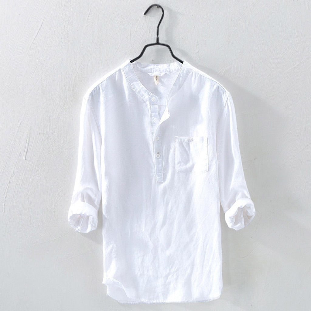 Chemise en Lin Élegante et Respirante pour Hommes - Décontractée et Élégante avec Boutonnage