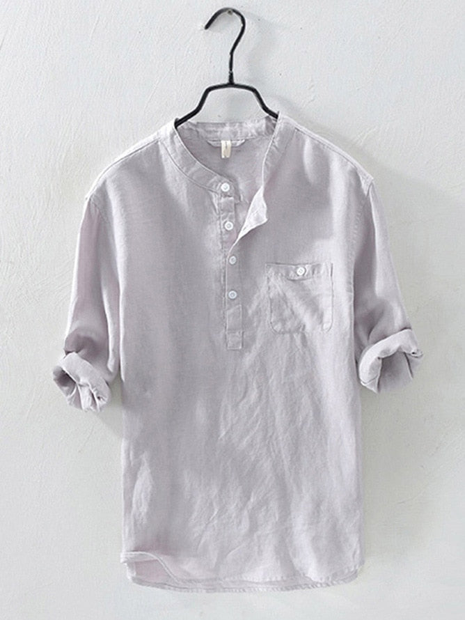 Chemise en Lin Élegante et Respirante pour Hommes - Décontractée et Élégante avec Boutonnage