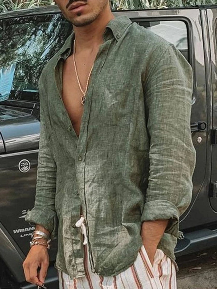 Chemise en Lin Breathable et Élégante avec Fermeture Boutonnée - Parfaite pour un Look Décontracté et Chic