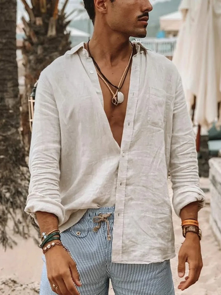 Chemise en Lin Breathable et Élégante avec Fermeture Boutonnée - Parfaite pour un Look Décontracté et Chic