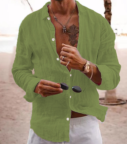Chemise en Lin Cactus Élégante et Respirante pour Hommes pour un Look Frais et Confortable