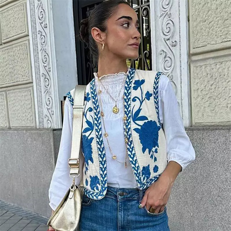 Gilda - Élégant gilet en fleurs sauvages