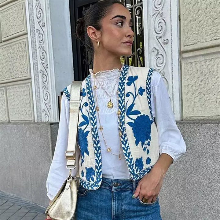 Gilda - Élégant gilet en fleurs sauvages