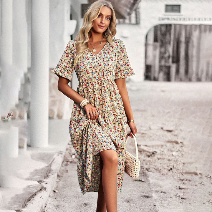 Zdenka | Élégante robe de chambre midi à fleurs inspirée du vintage pour femmes