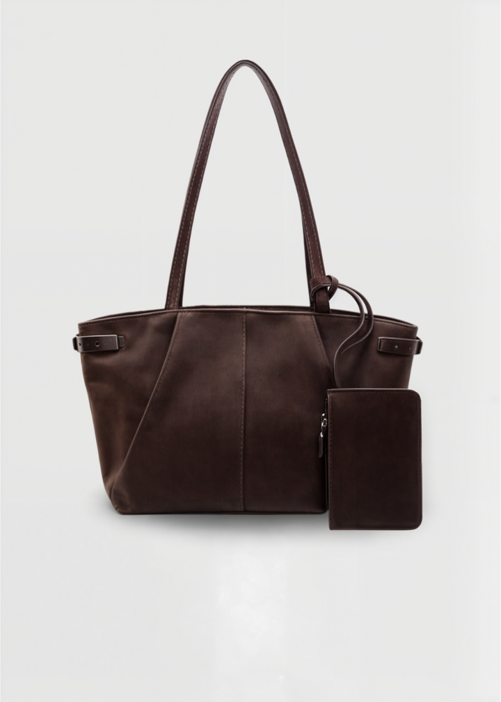 Sac à main Heidilyn Luxe en suede avec pochette assortie pour un look chic.