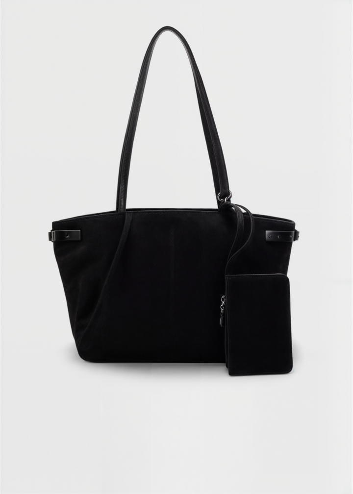 Sac à main Heidilyn Luxe en suede avec pochette assortie pour un look chic.