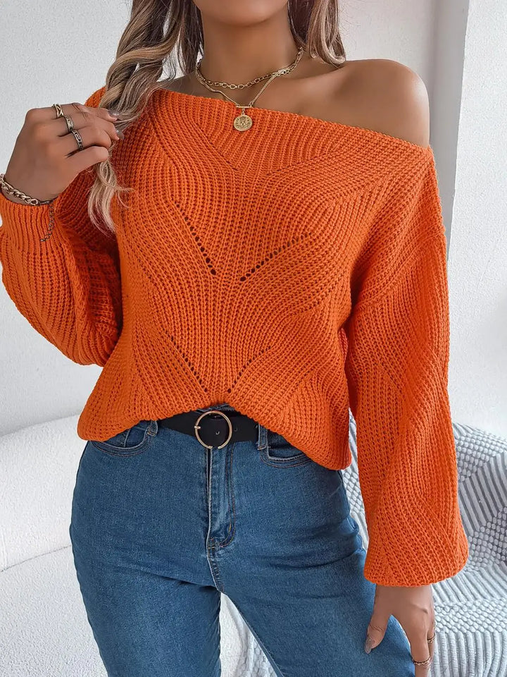 Jackie - Pull tendance en maille off-shoulder pour une allure chic