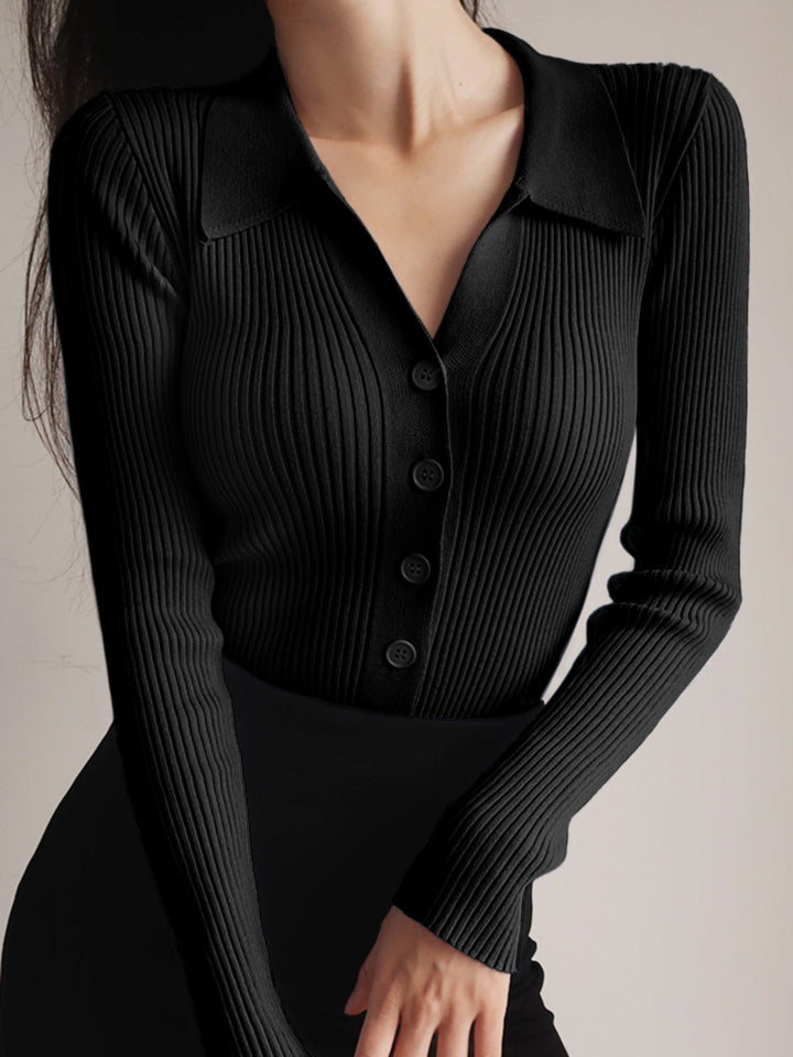 Tryne - Haut Basique Élégant avec Col et Boutons pour Style et Confort