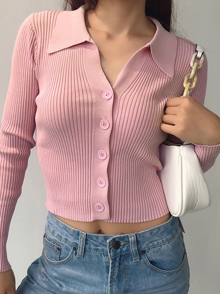 Tryne - Haut Basique Élégant avec Col et Boutons pour Style et Confort