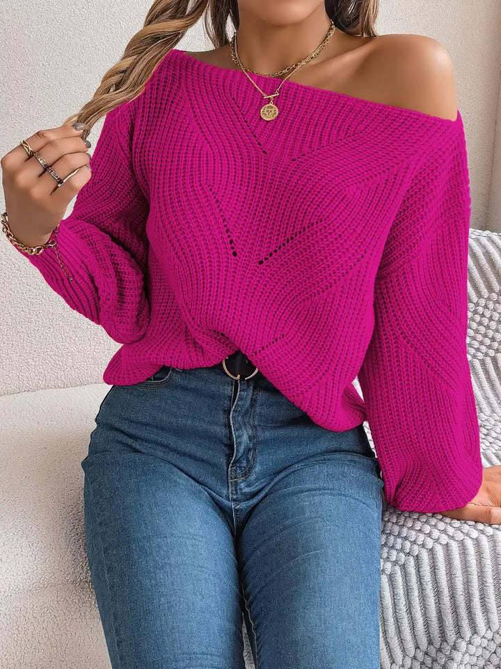 Jackie - Pull tendance en maille off-shoulder pour une allure chic