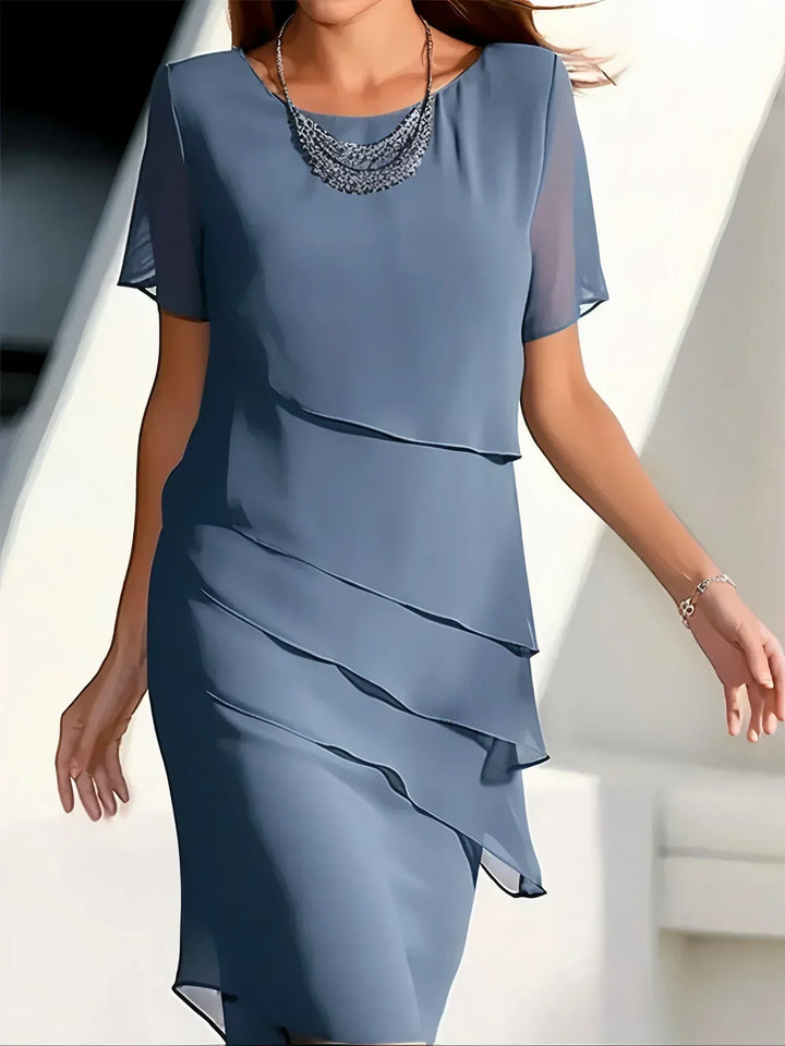 Marieke | Robe midi en chiffon à plusieurs couches - élégante, fluide et parfaite pour toutes les occasions