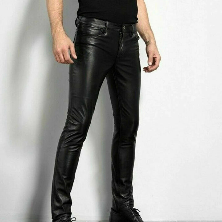 Stylé pantalon en cuir synthétique noir pour hommes - BRENT