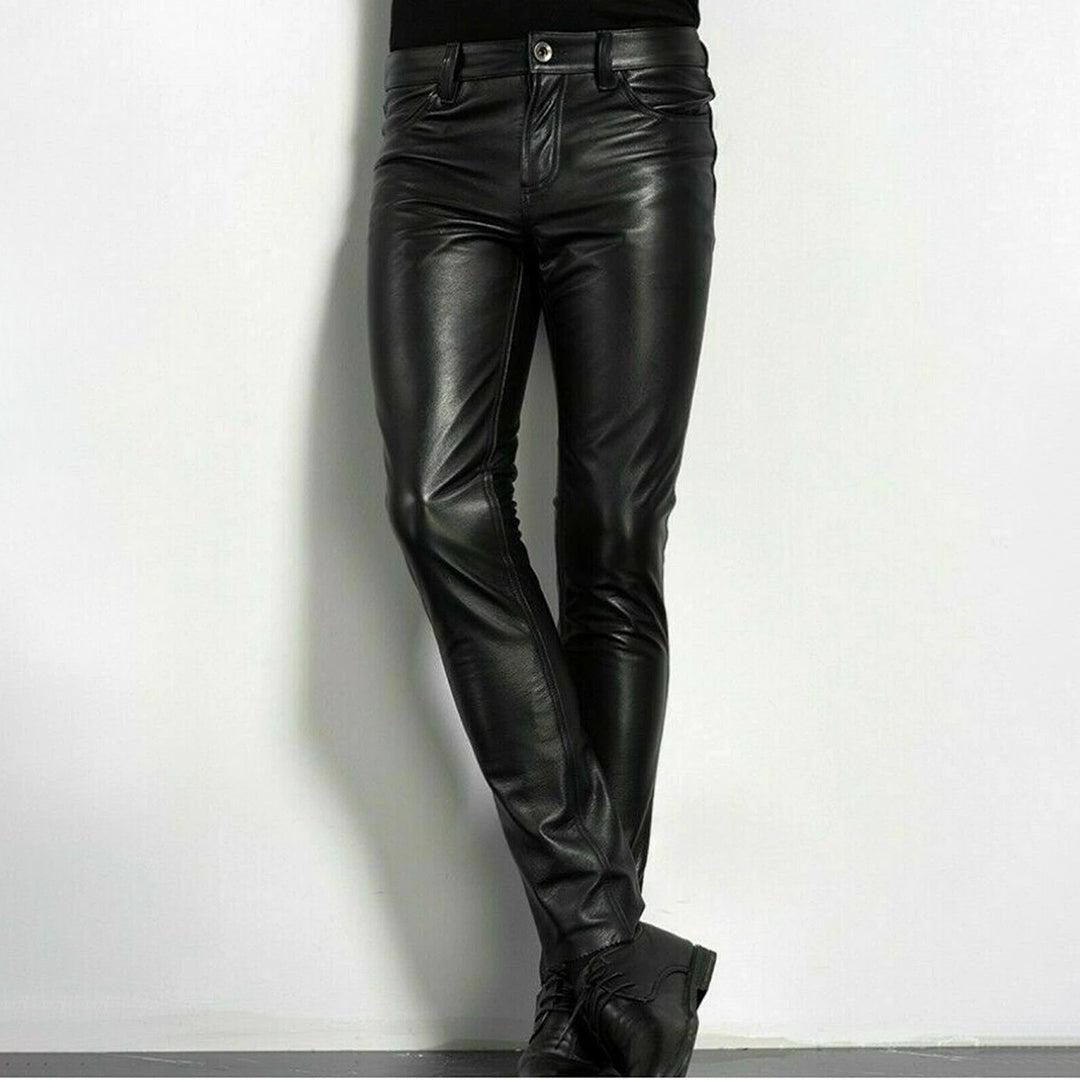 Stylé pantalon en cuir synthétique noir pour hommes - BRENT