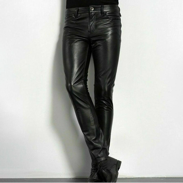 Stylé pantalon en cuir synthétique noir pour hommes - BRENT