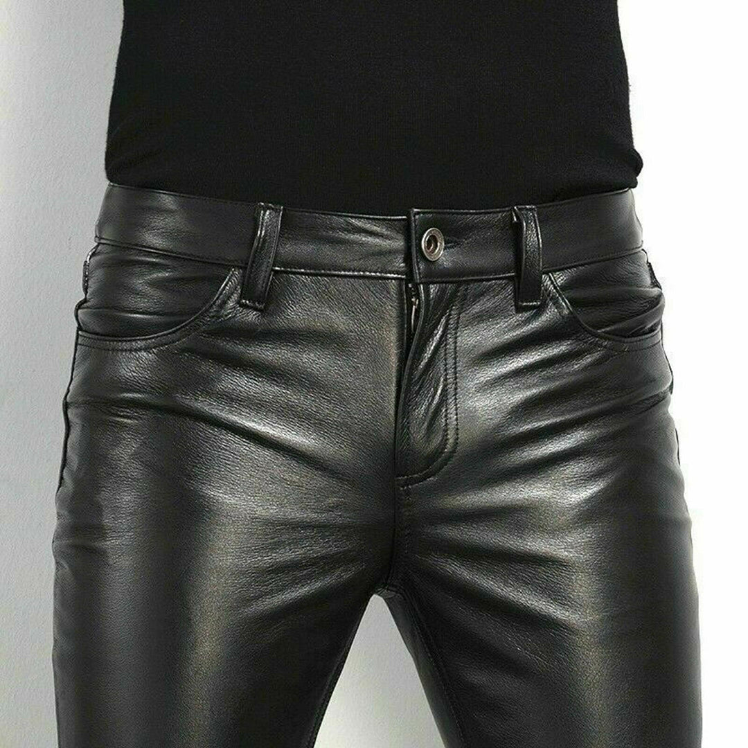 Stylé pantalon en cuir synthétique noir pour hommes - BRENT