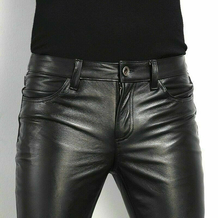 Stylé pantalon en cuir synthétique noir pour hommes - BRENT