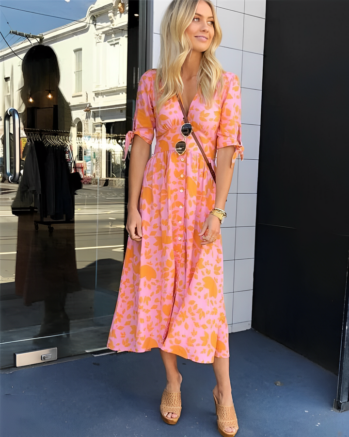 Robe de chambre orange élégante avec motif - Gigi