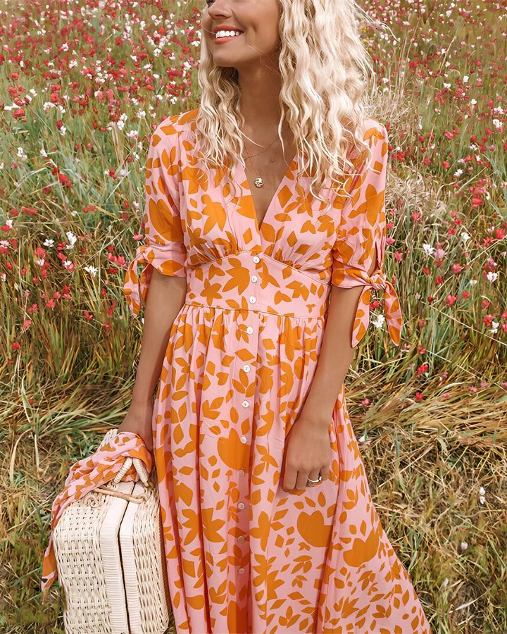 Robe de chambre orange élégante avec motif - Gigi