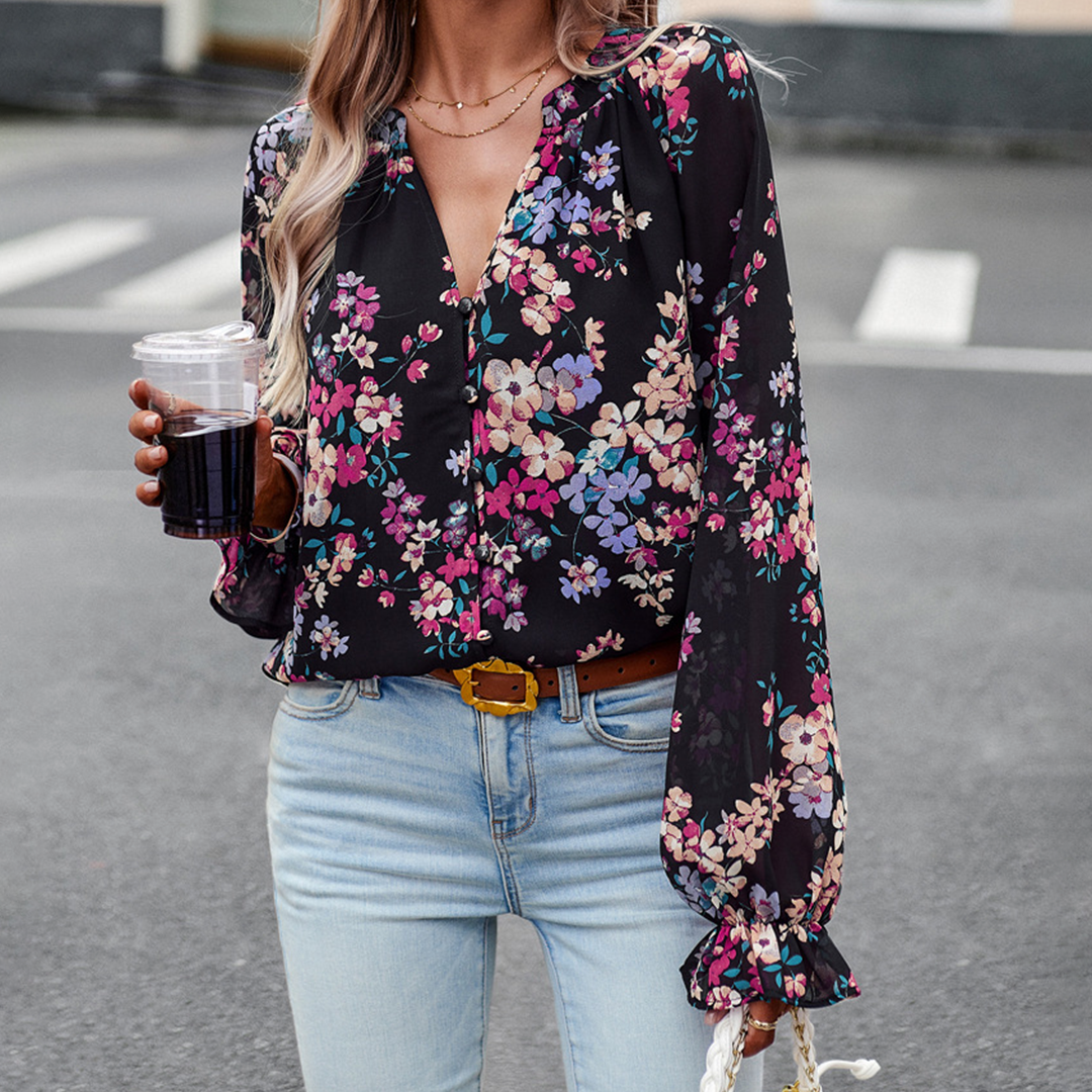 Blossom & Lace - Blouse Fleuri Élégante pour un Look Stylé