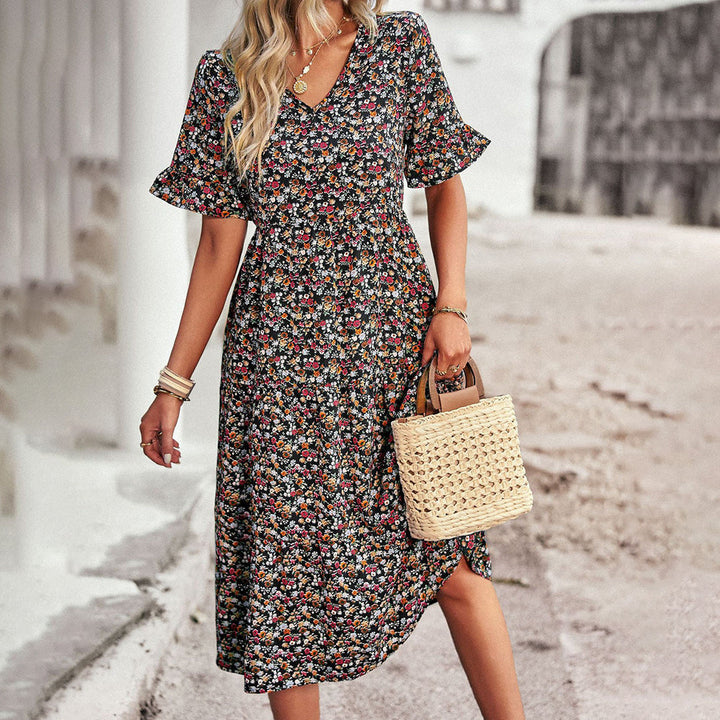 Zdenka | Élégante robe de chambre midi à fleurs inspirée du vintage pour femmes