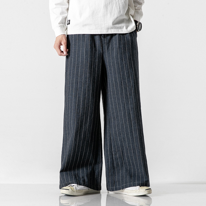 Emilian - Pantalon Classique Rayé Intemporel avec Jambes Droites Élégantes
