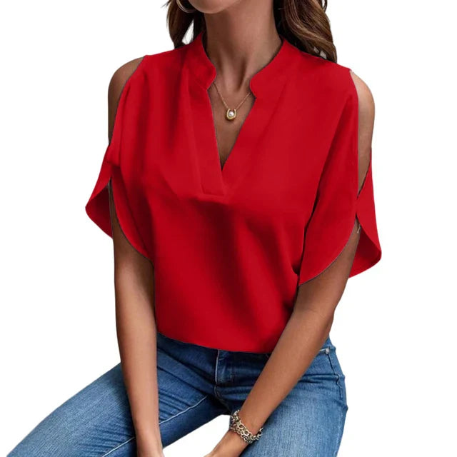 Fenna - Haut unique découpé avec une épaule dénudée et un élégant décolleté en V pour une allure chic.