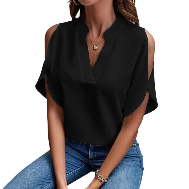 Fenna - Haut unique découpé avec une épaule dénudée et un élégant décolleté en V pour une allure chic.