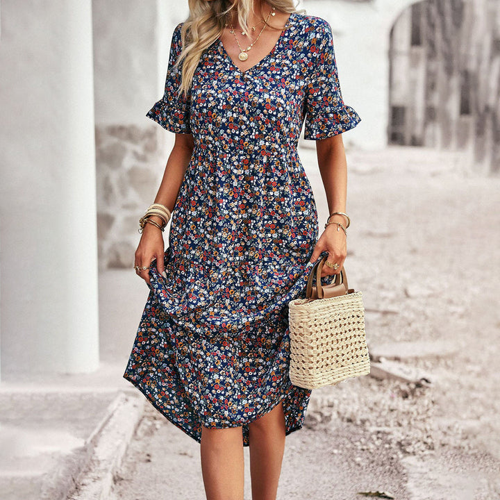 Zdenka | Élégante robe de chambre midi à fleurs inspirée du vintage pour femmes