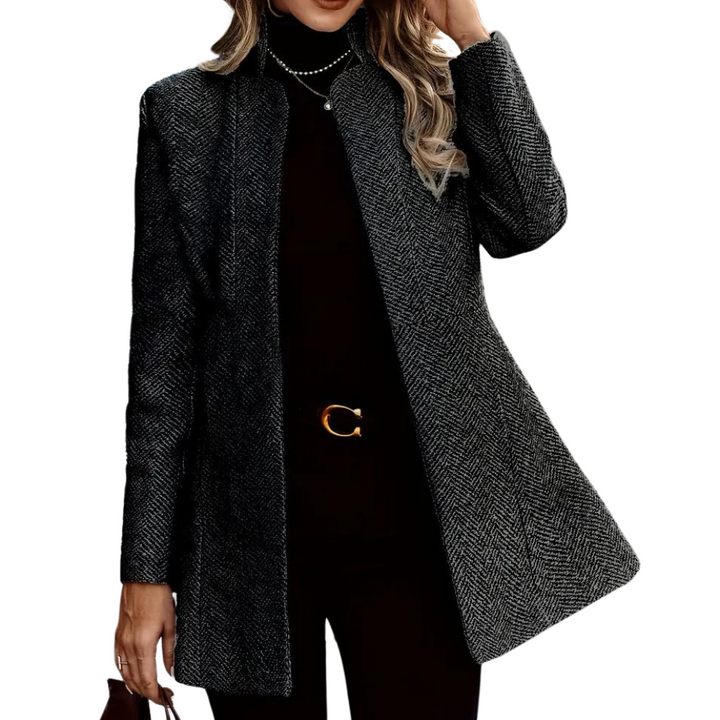Branka | Blazer chic avec motif chevron classique et col montant saisissant - une veste sur mesure polyvalente pour le travail et la détente.