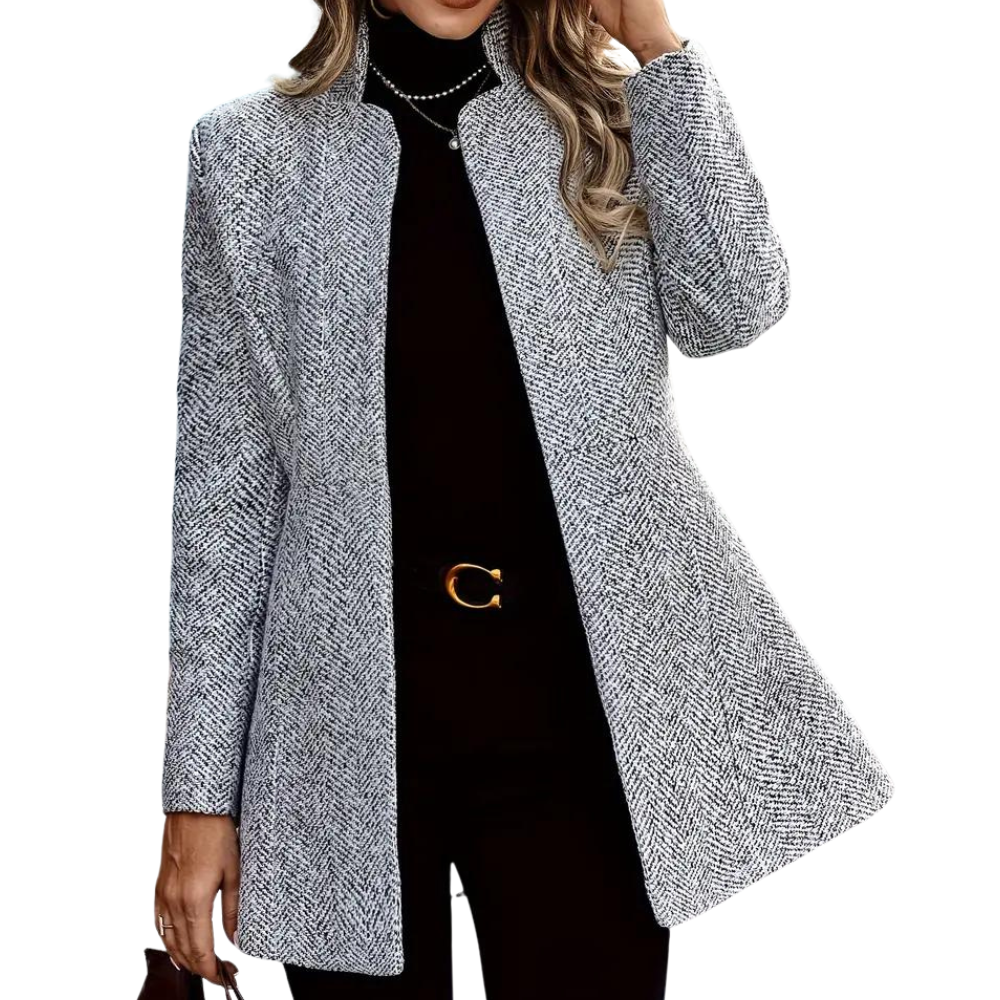 Branka | Blazer chic avec motif chevron classique et col montant saisissant - une veste sur mesure polyvalente pour le travail et la détente.