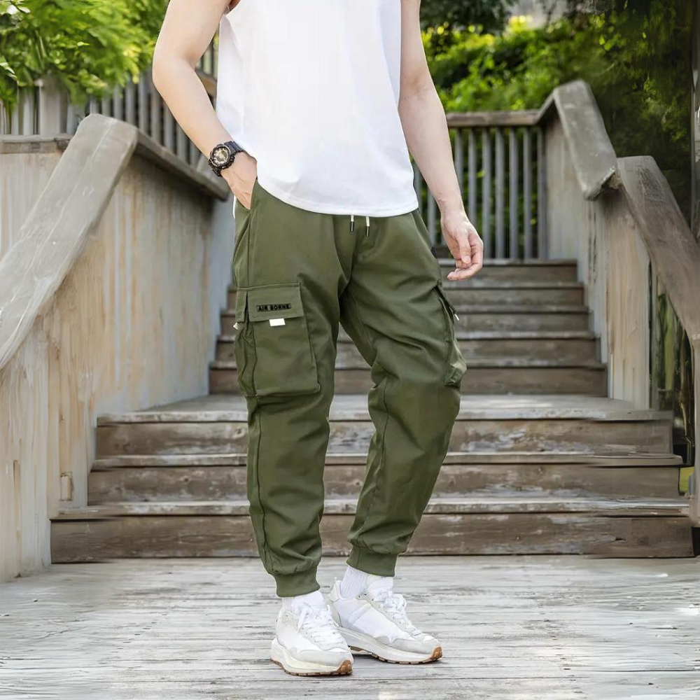 ATHANASIOS - Pantalon cargo stylé pour hommes avec ceinture à cordon de serrage très tendance