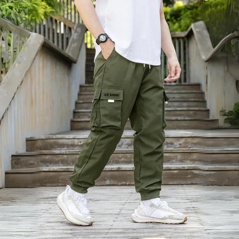 ATHANASIOS - Pantalon cargo stylé pour hommes avec ceinture à cordon de serrage très tendance