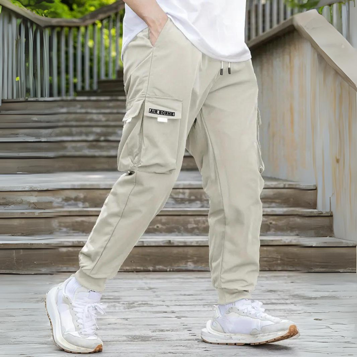 ATHANASIOS - Pantalon cargo stylé pour hommes avec ceinture à cordon de serrage très tendance