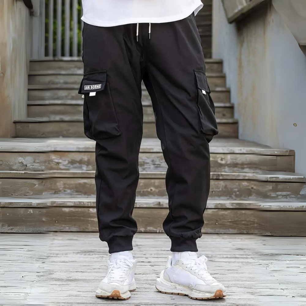 ATHANASIOS - Pantalon cargo stylé pour hommes avec ceinture à cordon de serrage très tendance