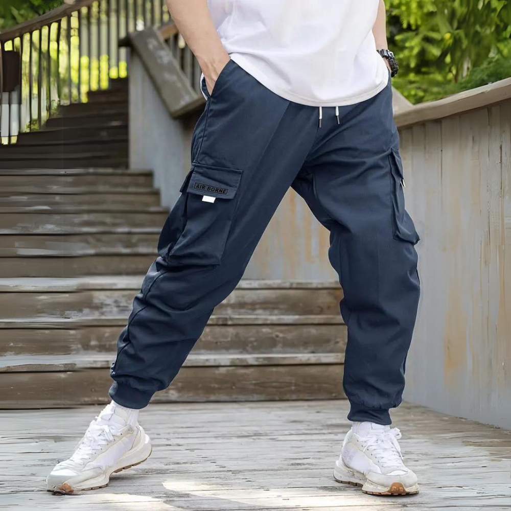 ATHANASIOS - Pantalon cargo stylé pour hommes avec ceinture à cordon de serrage très tendance