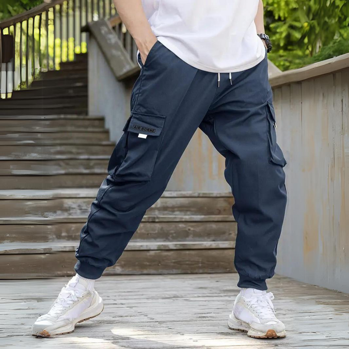 ATHANASIOS - Pantalon cargo stylé pour hommes avec ceinture à cordon de serrage très tendance