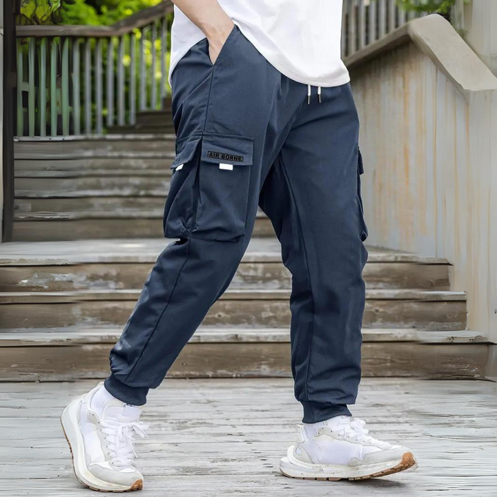 ATHANASIOS - Pantalon cargo stylé pour hommes avec ceinture à cordon de serrage très tendance