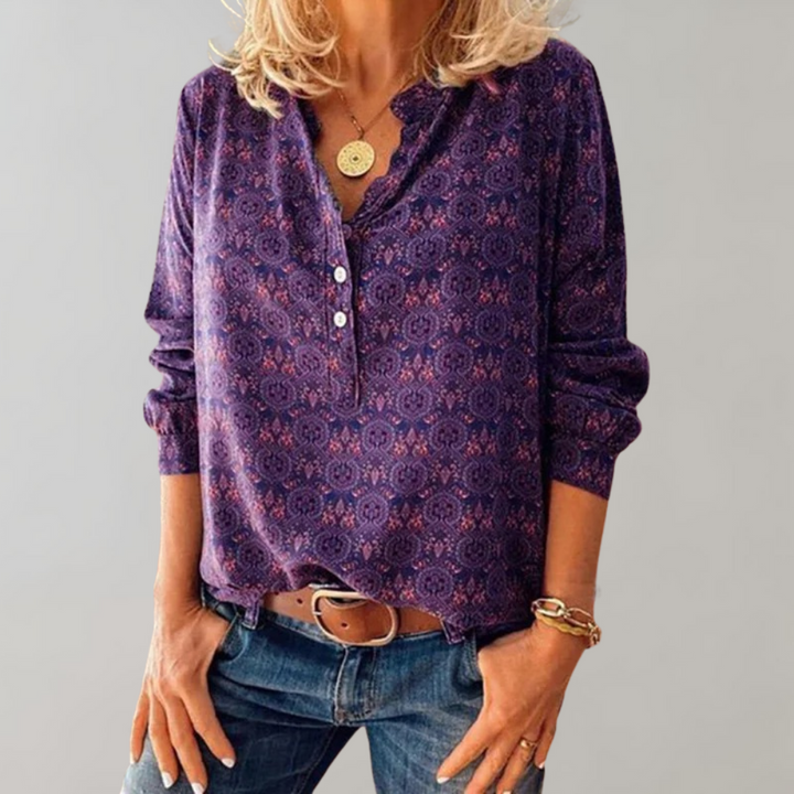 Blossom & Lace | Charmante blouse vintage boho pour femmes avec un motif élégant