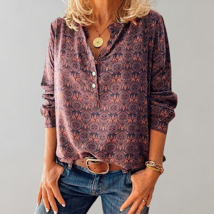 Blossom & Lace | Charmante blouse vintage boho pour femmes avec un motif élégant